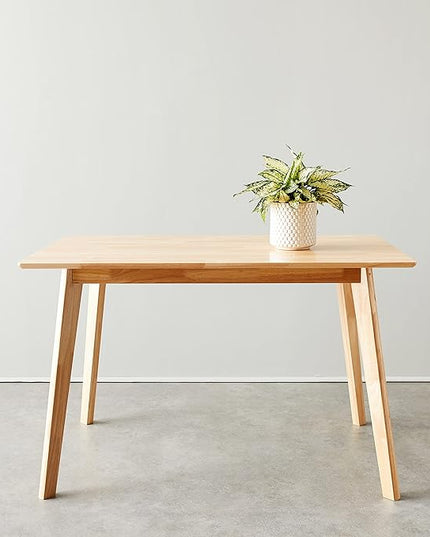 Amazon Basics FSC Certified Solid Wood Kitchen Rectangular Dining Table, Natural Wood, 29.5"D x 47.2"W x 29.5"H - LeafyLoom