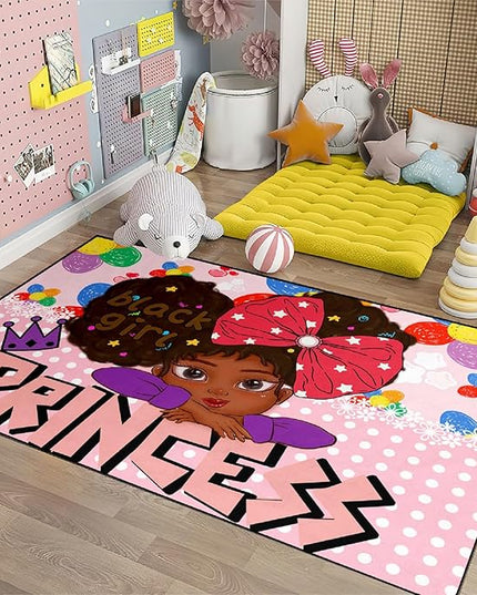 Black Girls for Bedroom Girls Room Rug African American Girls Rugs Bedroom Decor Rugs Princess Room Decor Rugs for Teen Girls Living Room Soft Floor Rugs, Pink, 2'×3' - LeafyLoom