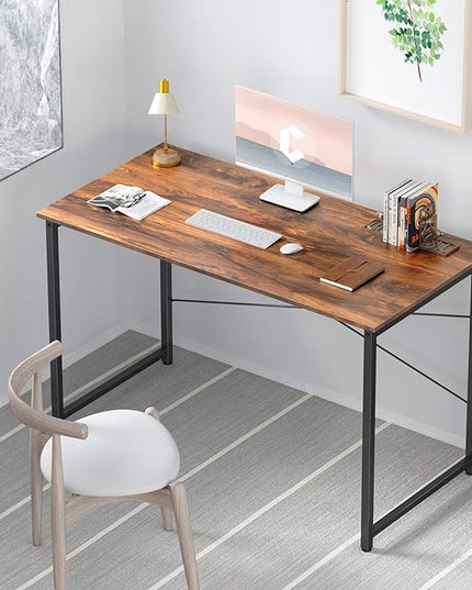 BANTI Computer Desk, 40 inch Home Office Desk, Modern Simple Style PC Table for Home, Office, Study, Writing, Deep Brown - LeafyLoom