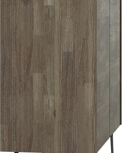 SIMPLIHOME Lowry SOLID ACACIA WOOD and Metal 39 Inch Wide Modern Industrial Medium Storage Cabinet in Distressed Grey, For the Living Room, Entryway and Family Room - LeafyLoom