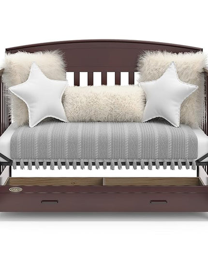 Graco Benton 5-in-1 Convertible Crib with Drawer (Espresso) - Converts from Baby Crib to Toddler Bed, Daybed and Full-Size Bed, Fits Standard Full-Size Crib Mattress, Adjustable Mattress Support Base - LeafyLoom