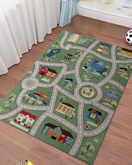 Analog ABC Kids Rug Playroom Car Rug Play Mat City Life Road Rug for Cars Fun City Map for Carpet for Bedroom Boys (31 * 47 inches, Charming Township) - LeafyLoom
