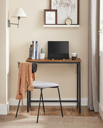 VASAGLE Computer Desk, Gaming Desk, Home Office Desk, for Small Spaces, 19.7 x 31.5 x 29.5 Inches, Industrial Style, Metal Frame, Rustic Brown and Black ULWD038B01 - LeafyLoom