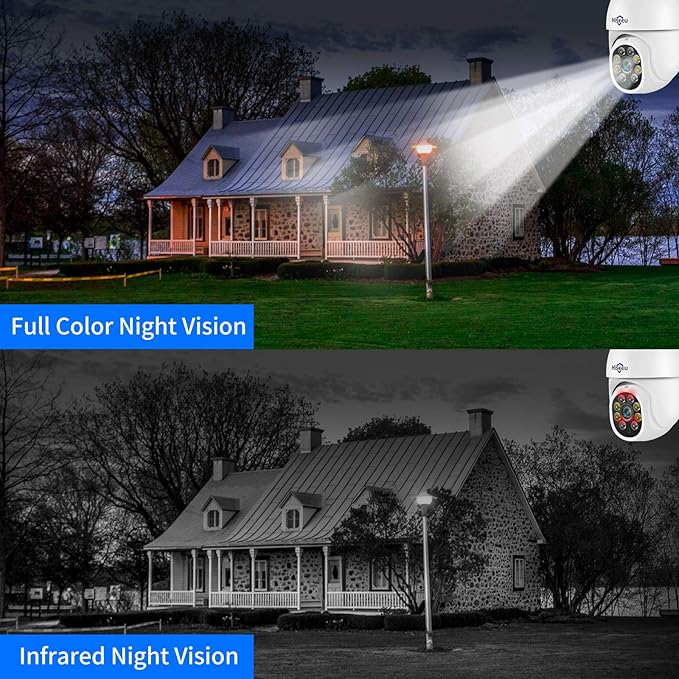 Hiseeu 5MP 360° Pan Tilt Camera WiFi Security Camera Outdoor Motion Tracking Floodlights Light Alarm,Color Night Vision,PC&Mobile Remote View,Two-Way Audio Security Camera Hiseeu