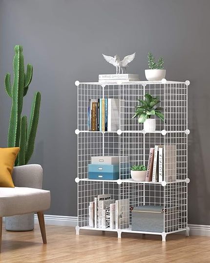 HOMIDEC Wire Cube Storage, Storage Shelves 6 Cube Bookshelf Bookcase Closet Organizer and Storage, Wire Storage Shelves Multi-Use DIY Storage Cube Shelf for Books, Toys, Clothes, Tools - LeafyLoom