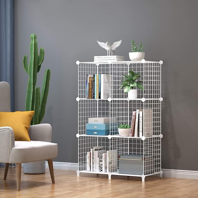 HOMIDEC Wire Cube Storage, Storage Shelves 6 Cube Bookshelf Bookcase Closet Organizer and Storage, Wire Storage Shelves Multi-Use DIY Storage Cube Shelf for Books, Toys, Clothes, Tools - LeafyLoom