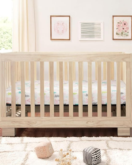 babyletto Modo 3-in-1 Convertible Crib with Toddler Bed Conversion Kit in Washed Natural, Greenguard Gold Certified - LeafyLoom