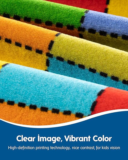 Booooom Jackson Thick Classroom Rug Elementary,13'x7'5'' Large Classroom Carpet Preschool Seating Rug for School, Colorful Classroom Rug for Classroom with 0.3'' Non-Slip Backing - LeafyLoom