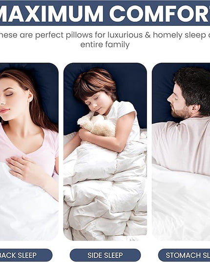 Utopia Bedding Bed Pillows for Sleeping (Navy), King Size, Set of 2, Hotel Pillows, Cooling Pillows for Side, Back or Stomach Sleepers - LeafyLoom