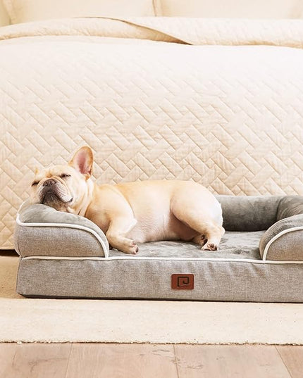 EHEYCIGA Orthopedic Dog Beds Large Sized Dog, Waterproof Memory Foam Pet Bed with Sides, Non-Slip Bottom Large Pet Bed with Washable Removable Cover, Grey EHEYCIGA