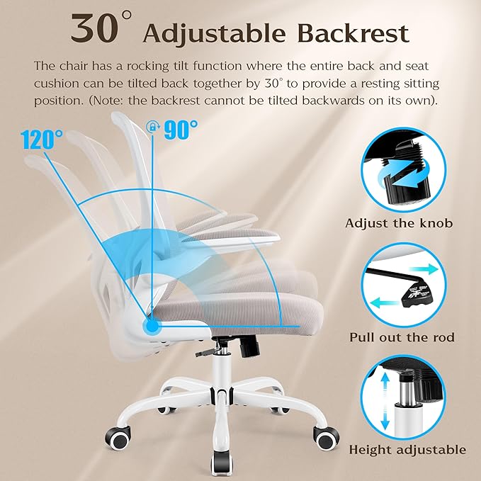 FelixKing Office Chair, Ergonomic Desk Chairs with Wheels Home Mesh Chair Adjustable Lumbar Support and Height, Ergo Chair for Working Gaming Use (Gray) - LeafyLoom