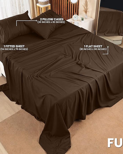 Utopia Bedding Full Bed Sheets Set - 4 Piece Bedding - Brushed Microfiber - Shrinkage and Fade Resistant - Easy Care (Full, Brown) - LeafyLoom