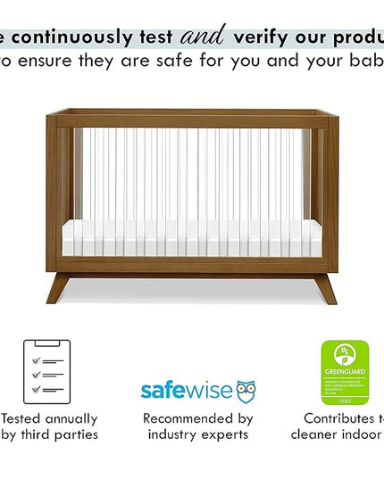 DaVinci Otto 3-in-1 Convertible Crib in Walnut with Acrylic Slats, Greenguard Gold Certified - LeafyLoom