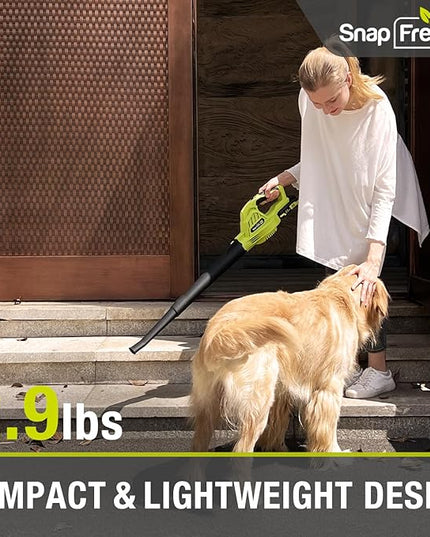 SnapFresh Cordless Leaf Blower - 20V Leaf Blower Cordless with 2.0Ah Li-ion Battery & Fast Charger, 130 MPH 140CFM Electric Leaf Blower Battery Powered Lightweight Sweeper for Sidewalk Hard Surfaces - LeafyLoom