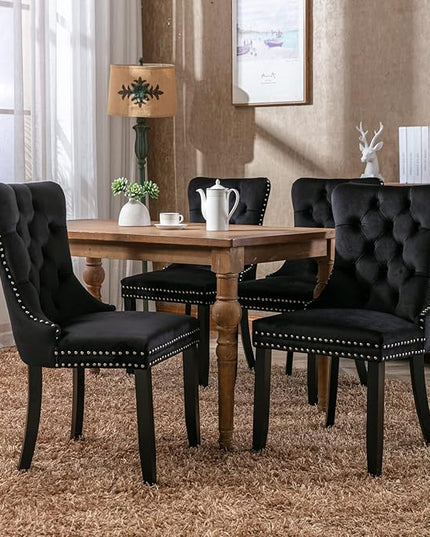 NicBex Haerin-SD-00099-LWJ Dining Chairs, 25.5"x19.7"x37.4", Deep Black - LeafyLoom