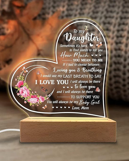 Acrylic Night Light Gifts for Daughter - You Will Always be My Baby Girl - Daughter Gifts from Mom, Dad for Birthday, Graduation, Wedding - Sentimental Gifts for Daughter - LeafyLoom