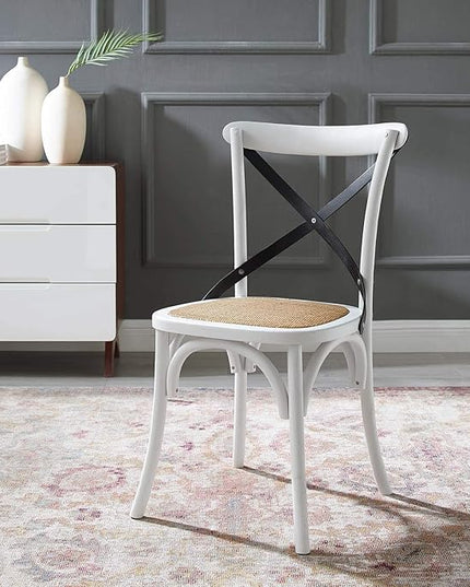 Modway Gear Side, Dining Chair, White Black - LeafyLoom