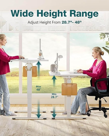 NicBex Home Office Height Adjustable Electric Height Adjustable Standing Desk Sit to Stand Ergonomic Computer Desk Adjustable Height Stand Up Desk for Home Office, White - LeafyLoom
