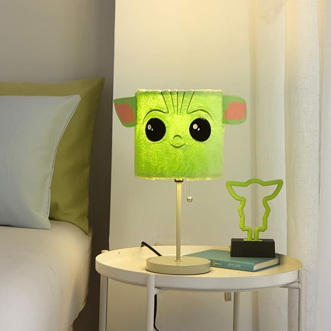 Idea Nuova Star Wars: The Mandalorian The Child Plush Shade Table Lamp, Green - LeafyLoom