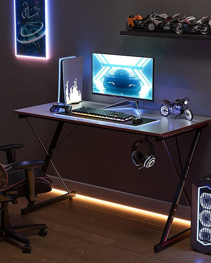 CubiCubi Gaming Desk 40 Inch PC Computer Desk, Home Office Desk Table Gamer Workstation, Simple Game Table, Gray - LeafyLoom