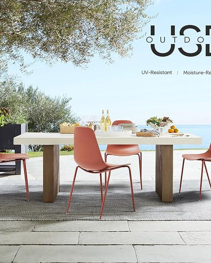 COLAMY Stackable Dining Chairs Set of 4, Indoor Outdoor Dining Room Side Chairs with Metal Legs, Modern Plastic Patio Chairs for Home/Kitchen/Office/Resturant/Bistro/Cafe, Orange - LeafyLoom