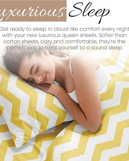 Linen Market 4 Piece Full Bedding Sheet Set (Yellow Arrow) - Sleep Better Than Ever with These Ultra-Soft & Cooling Bed Sheets for Your Full Size Bed - Deep Pocket Fits 16" Mattress - LeafyLoom