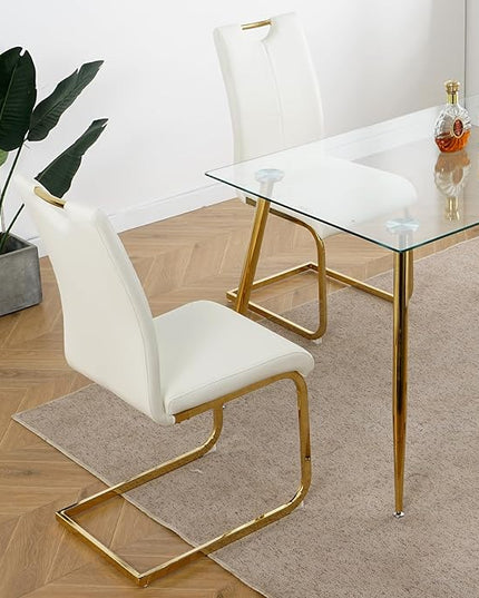 NicBex Haerin-SD-00372-LWJ Dining Chairs, 16.5"x17.9"x38.2", White and Gold - LeafyLoom