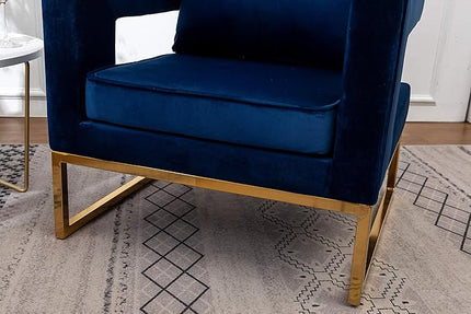 Roundhill Furniture Lenola Upholstered Accent Arm Chair, Blue 29.75D x 27.5W x 34.5H Inch - LeafyLoom