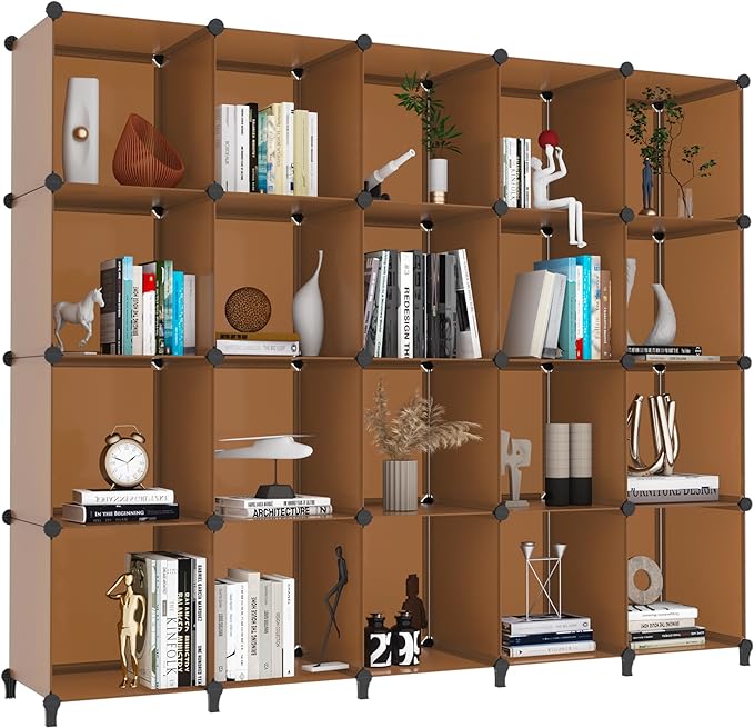 HOMIDEC 20-Cube Storage Organizer, Closet Organizer Storage Shelf Bookcase Bookshelf with Metal Hammer, Storage Cubes Organizer Cabinet for Kids, Closet, Bedroom, Bathroom - LeafyLoom