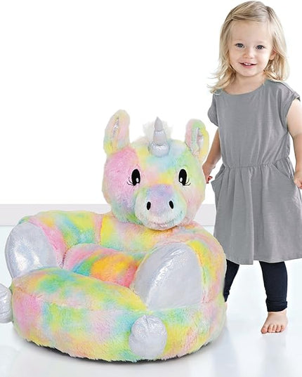 Trend Lab Rainbow Unicorn Toddler Chair Plush Character Kids Chair Comfy Furniture Pillow Chair for Boys and Girls, 21 x 19 x 19 inches - LeafyLoom