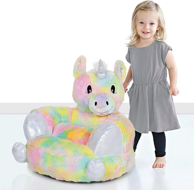 Trend Lab Rainbow Unicorn Toddler Chair Plush Character Kids Chair Comfy Furniture Pillow Chair for Boys and Girls, 21 x 19 x 19 inches - LeafyLoom