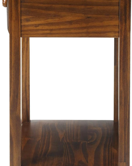 Casual Home Night Owl Nightstand with USB Ports-Warm Brown - LeafyLoom