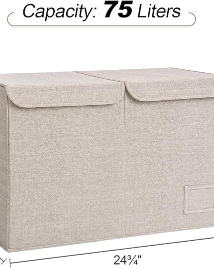 StorageWorks Toy Storage Organizer with Flip-Top Lids, Toy Bins for Living Room, Nursery Room, Playroom, Large Toy Chest for Kids, Brown and Beige, 24 ¾"L x 13" W x 16" H - LeafyLoom