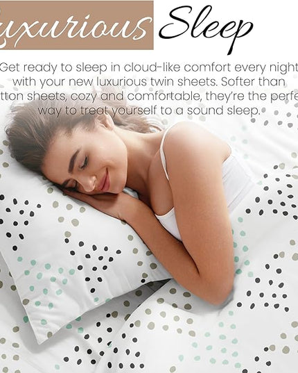 Linen Market 3 Piece Twin Bedding Sheet Set (Light Gray Dots) - Sleep Better Than Ever with These Ultra-Soft & Cooling Bed Sheets for Your Twin Size Bed - Deep Pocket Fits 16" Mattress - LeafyLoom