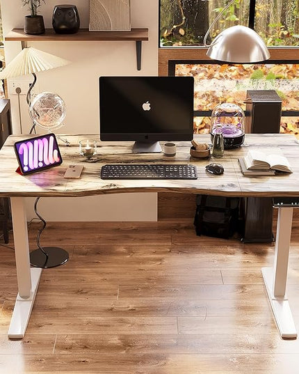 Monomi Height Adjustable Electric Standing Desk, 55 x 28 Inches Stand up Desk, Sit Stand Home Office Computer Desk, Maple - LeafyLoom