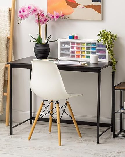 IRIS USA 39 Inch Modern Laptop and Computer Desk Office Table for Home Office, Water and Scratch Resistant Surface Gaming Desk, Easy to Assemble Black Desk - LeafyLoom