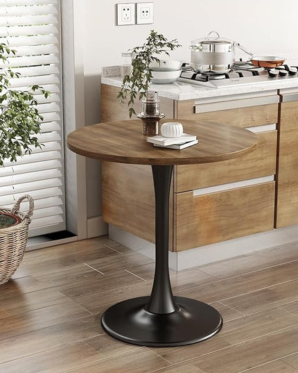 Wood Round Table Modern Dining Table Tulip Round Kitchen Table Wooden Mid Century Coffee Table for Living Room 31.5 inch - LeafyLoom