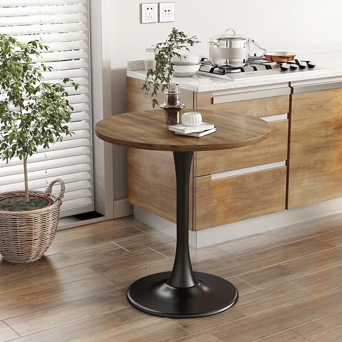 Wood Round Table Modern Dining Table Tulip Round Kitchen Table Wooden Mid Century Coffee Table for Living Room 31.5 inch - LeafyLoom