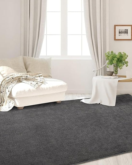 Area Rugs for Bedroom Living Room, 6x9 Dark Grey Super Soft Comfy Thickened Memory-Foam Indoor Carpets, Modern Aesthetic Minimalist Carpet for Boys Girls Adults Apartment Nursery Home Décor - LeafyLoom