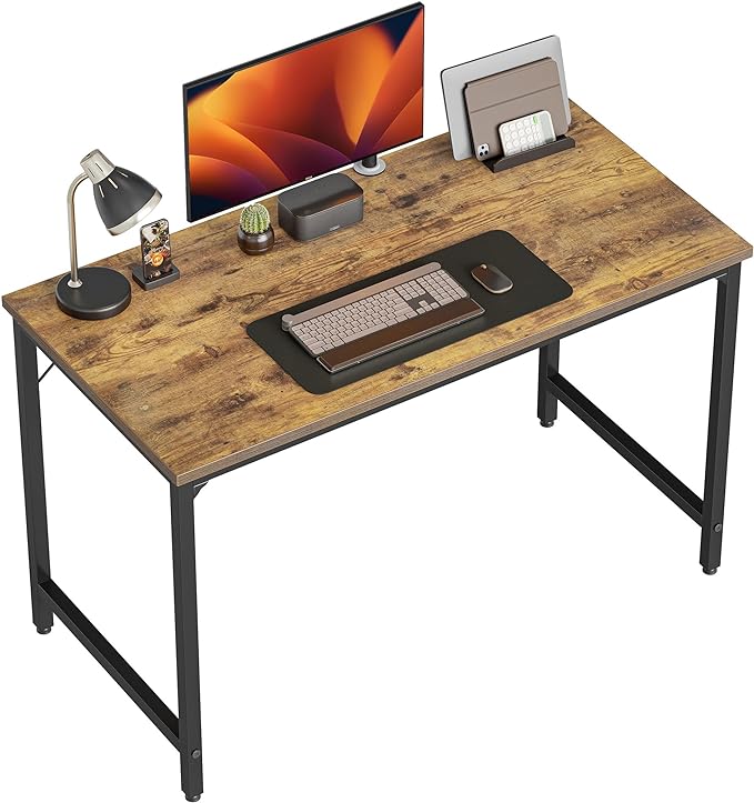 CubiCubi Computer Desk, 40 inch Home Office Writing Study Desk, Small Desk, Modern Simple Style, Basic Desk, Brown - LeafyLoom