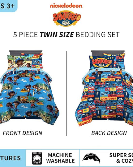 Franco Kids Bedding Super Soft Comforter and Sheet Set with Sham, 5 Piece Twin Size, Santiago Of The Seas - LeafyLoom