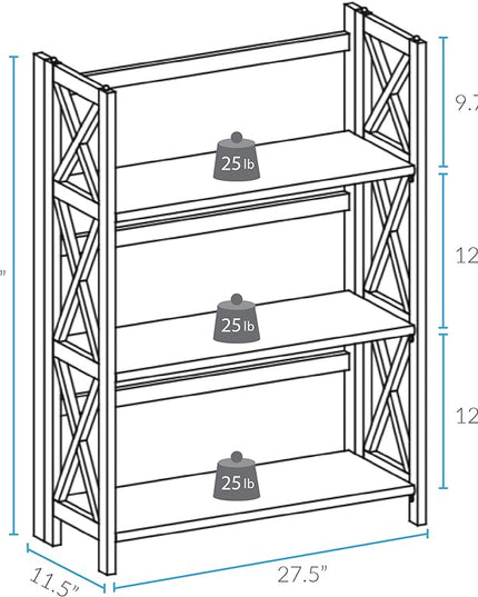 Casual Home Montego 3-Shelf Folding Bookcase, Black (New) - LeafyLoom