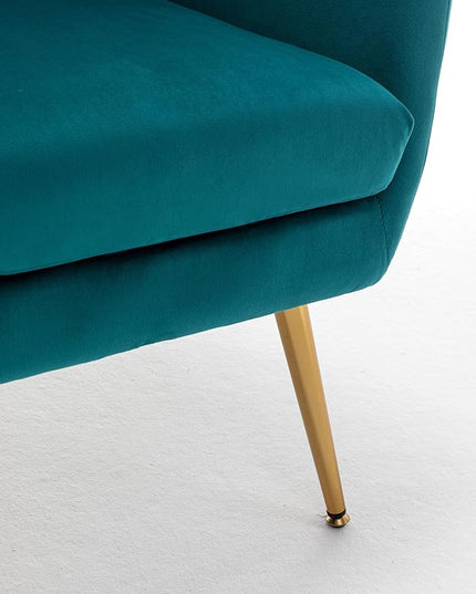 US Pride Furniture Modern Accent Chair with Ergonomic High Wingback, Microfiber Upholstered Armchair with Metal Legs for Living Room, Bedroom, Office or Vanity, Dark Teal - LeafyLoom