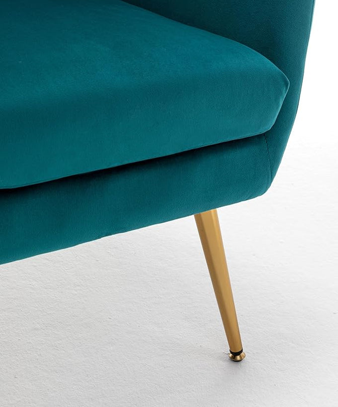 US Pride Furniture Modern Accent Chair with Ergonomic High Wingback, Microfiber Upholstered Armchair with Metal Legs for Living Room, Bedroom, Office or Vanity, Dark Teal - LeafyLoom