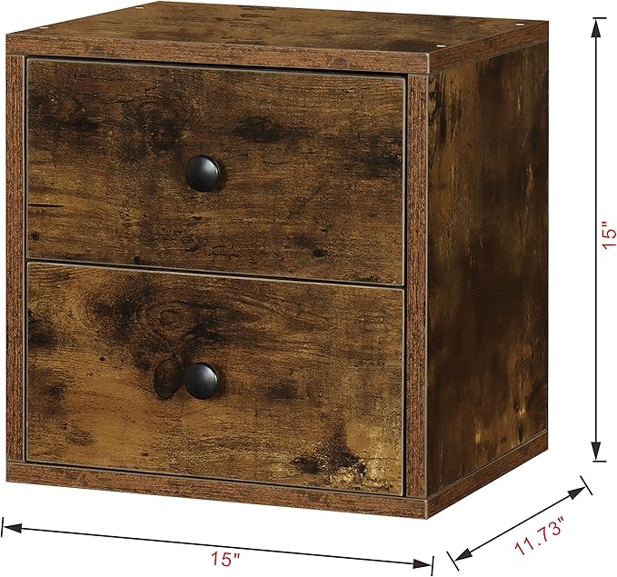 Magic DIY Cube Storage Organizer Stackable Cubes For Home Books Clothes Toy -Modular Cubby Storage System -Closet Organizer -Bookcase Closet (Antique brown, Drawer Cube) - LeafyLoom