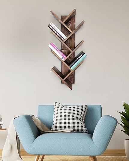 Tree Bookshelf 7-Tier | Wall Bookshelf | Book Organizer | Solid Wood Bookshelf for Kids | Floating Bookshelf Organizer - LeafyLoom