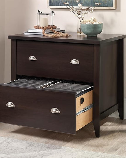 Sauder Summit Station 2-Drawer Lateral File Cabinet, L: 33.86" x W: 20.87" x H: 29.02", Cinnamon Cherry finish - LeafyLoom