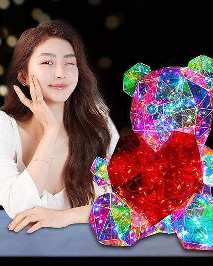 Glowing Teddy Bear Night Light LED Lights Up Bear Galaxy Bear Lamp for Girlfriend, Mom, Permanent Gift for Valentine's Day, Mother's Day, Anniversary and Birthday With Exquisite Transparent Gift Box - LeafyLoom