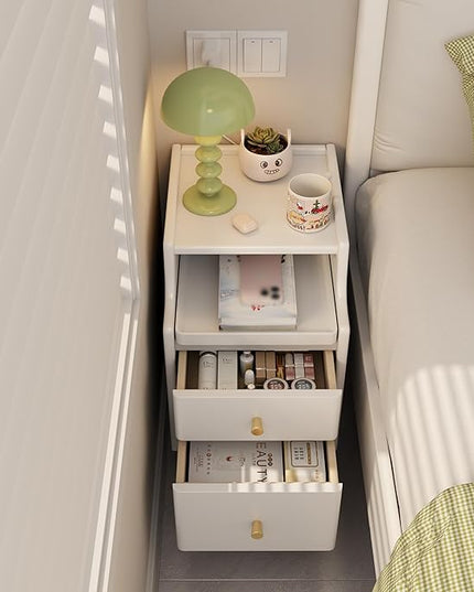 Solid Wood Nightstand, Nightstand with Drawers, Walnut Bedside Table for Bedroom - LeafyLoom
