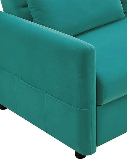 57.1" Convertible Sofa Bed, 3 in 1 Multi-Functional Lounge Chair Sleeper Loveseat , Pull Out Couch Guest Bed Futon Sofabed Sofacama with Adjustable Backrest and Side Pockets for Living Room Office - LeafyLoom